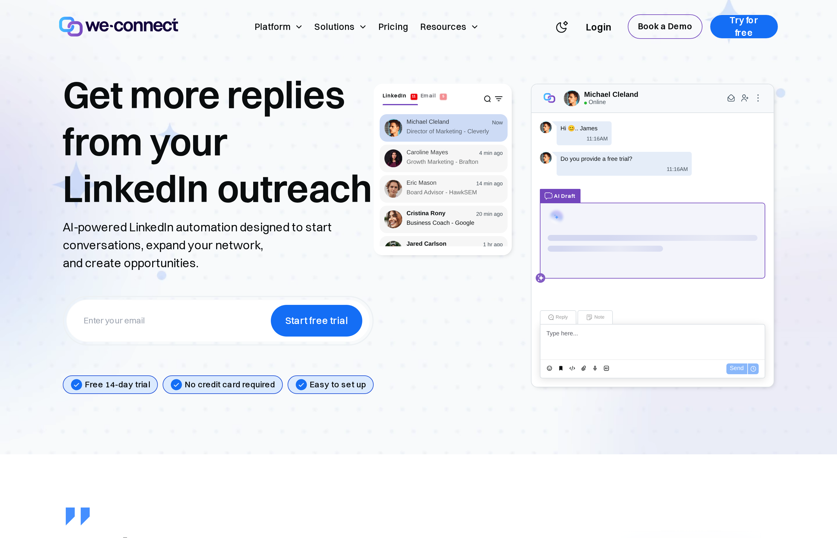 We-Connect homepage