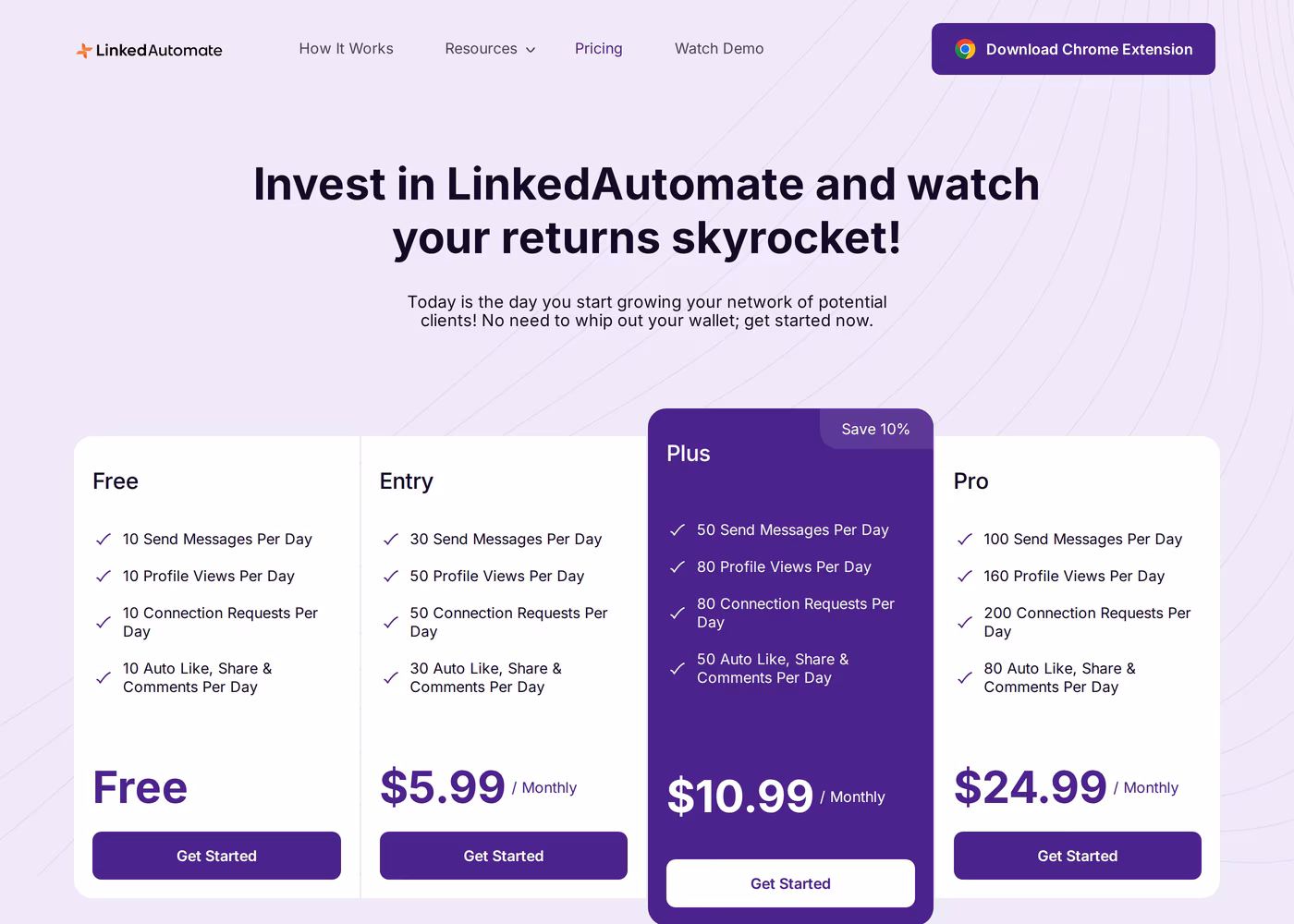LinkedAutomate pricing page