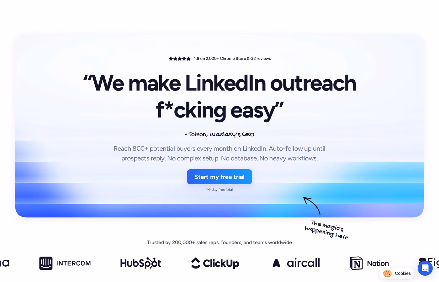Waalaxy homepage