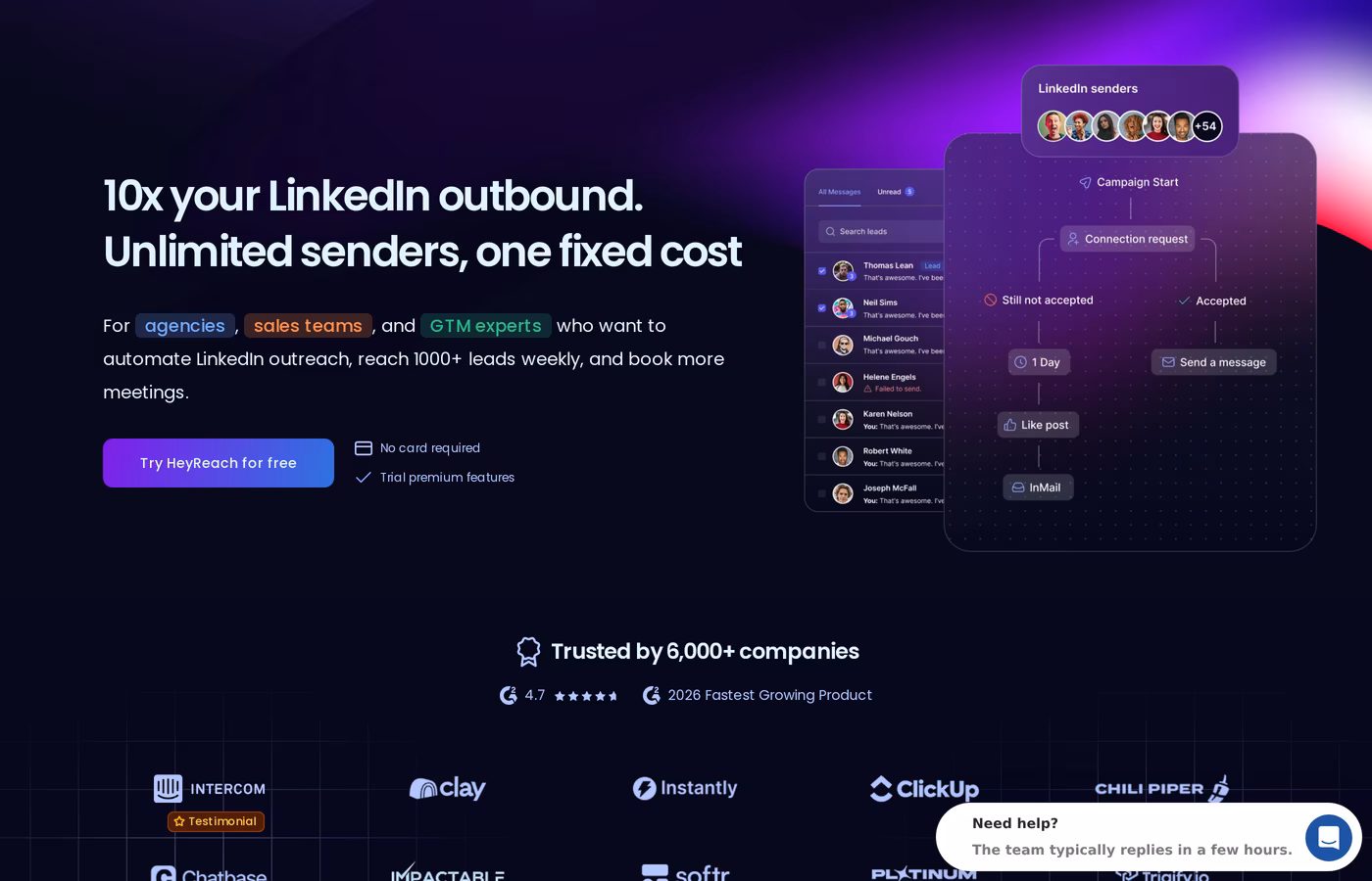 HeyReach homepage