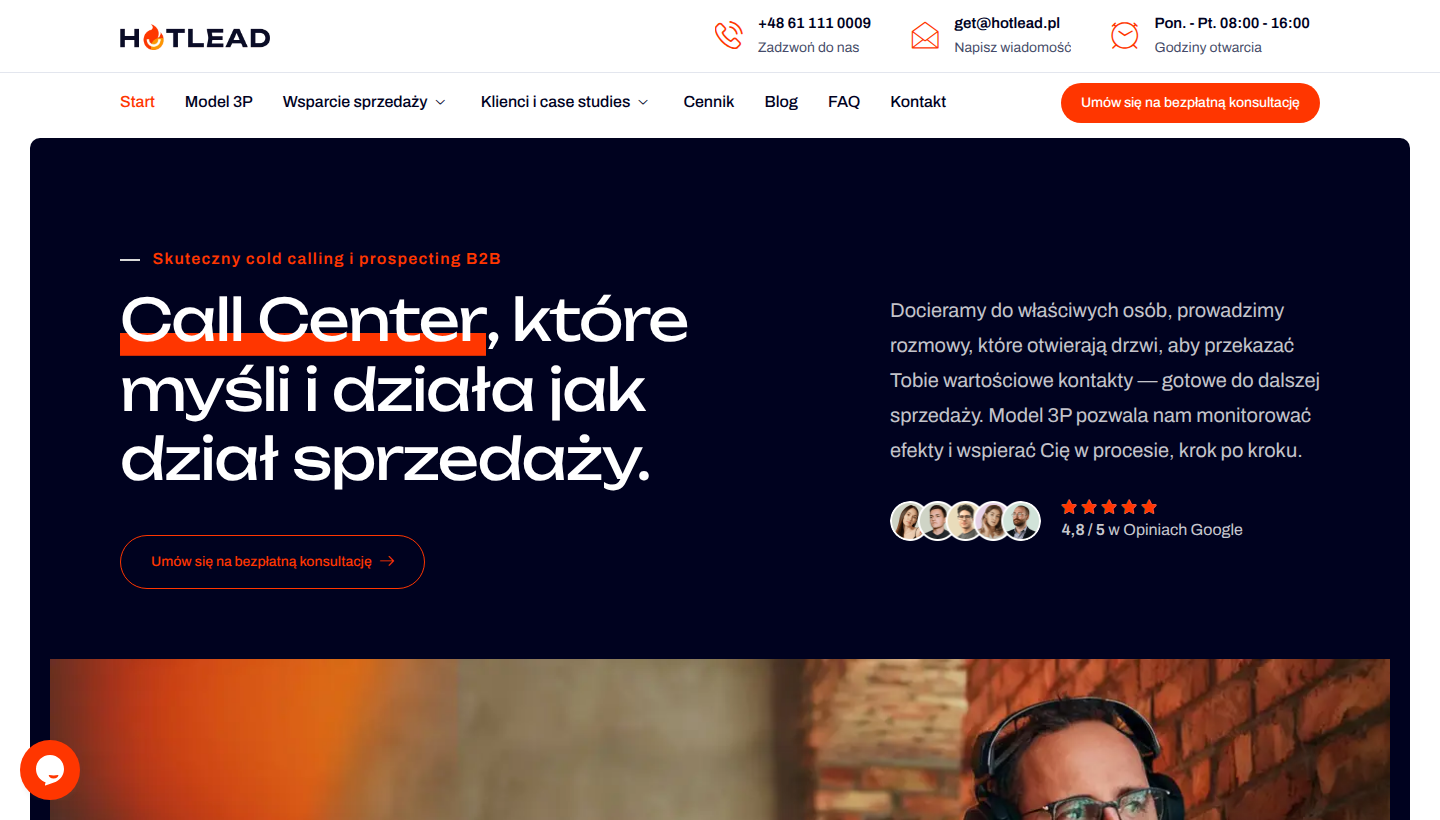 hotLead homepage screenshot