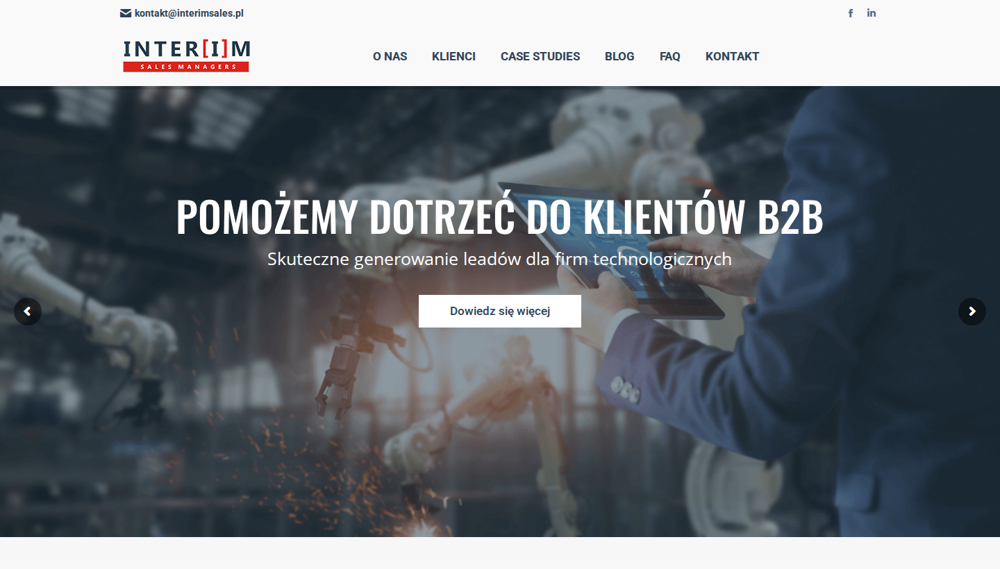 Interim Sales homepage screenshot