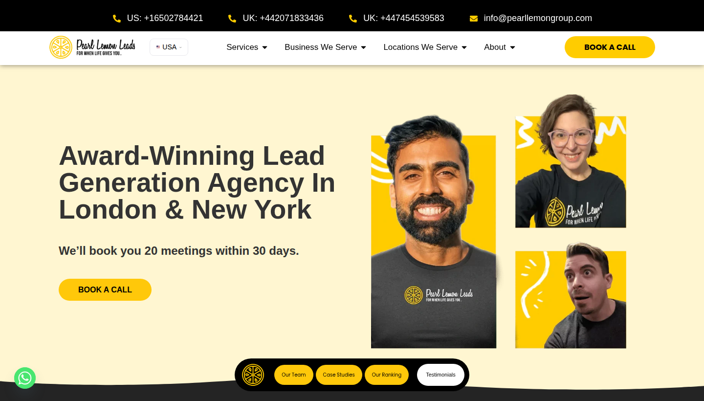 Pearl Lemon Leads homepage screenshot