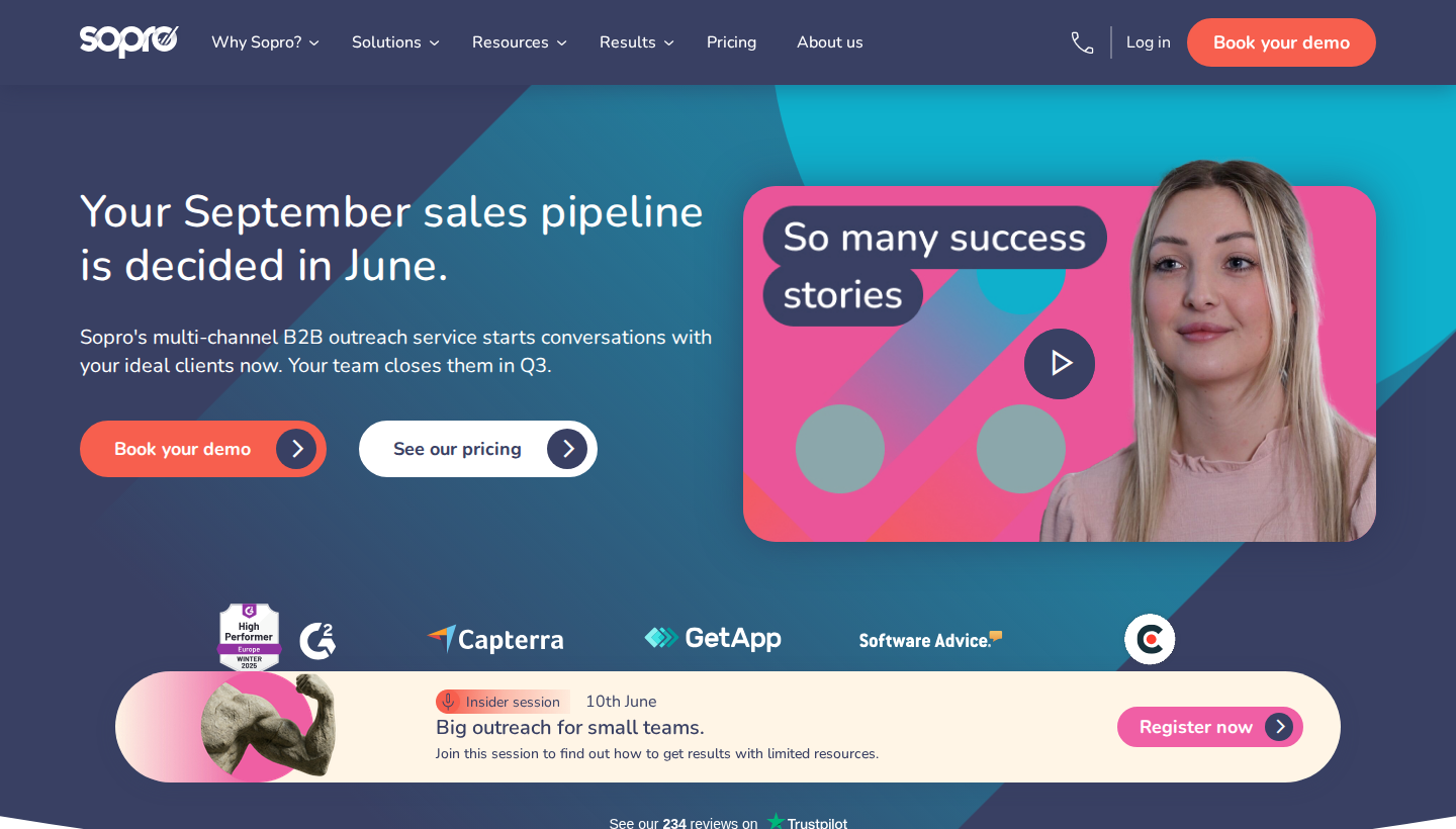 Sopro homepage screenshot