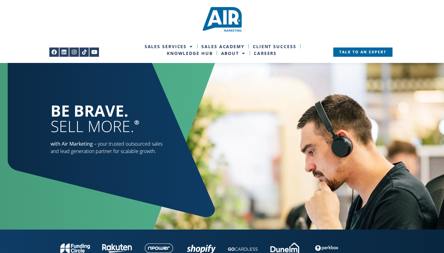 Air Marketing homepage screenshot
