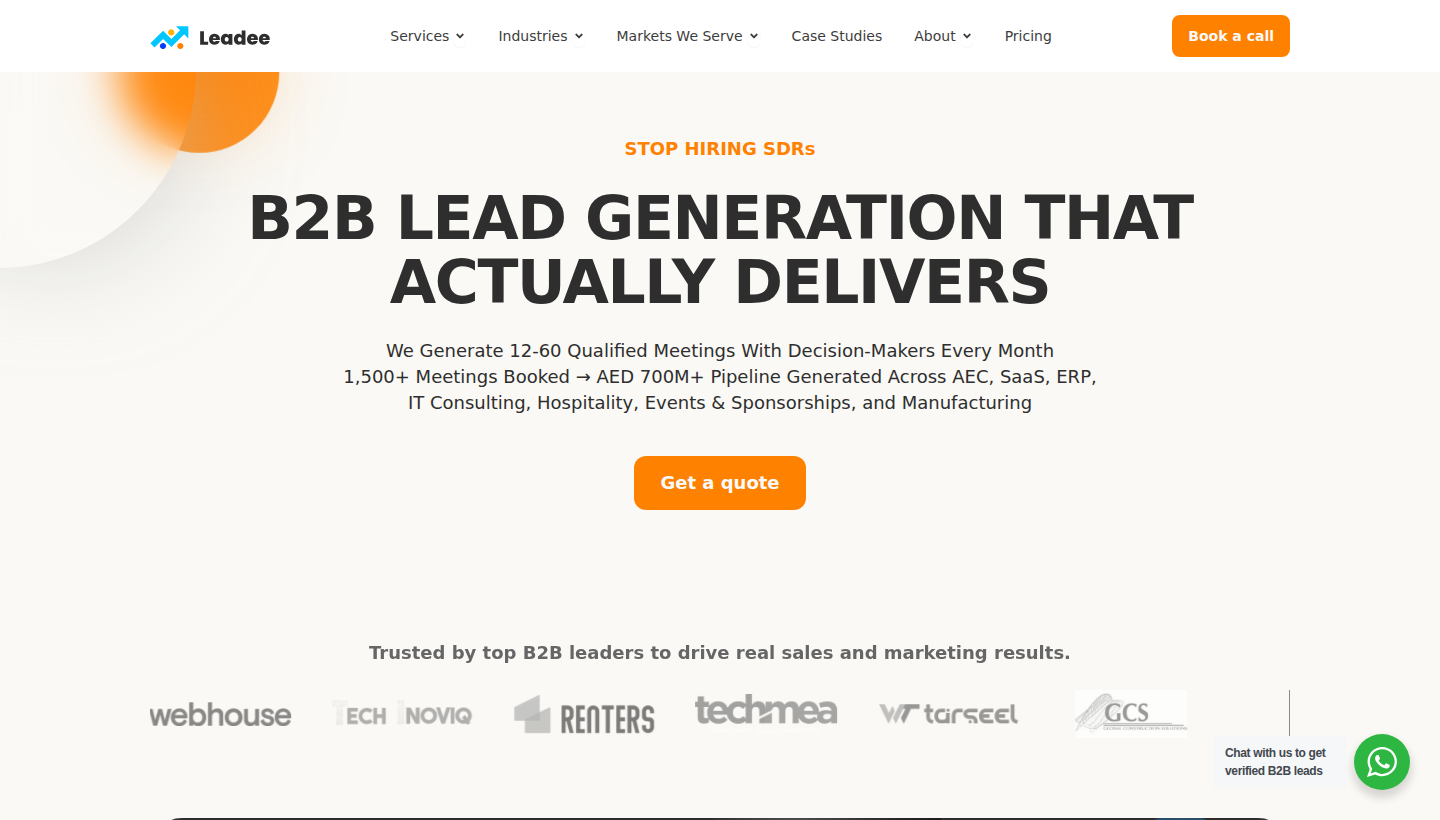 Leadee homepage screenshot