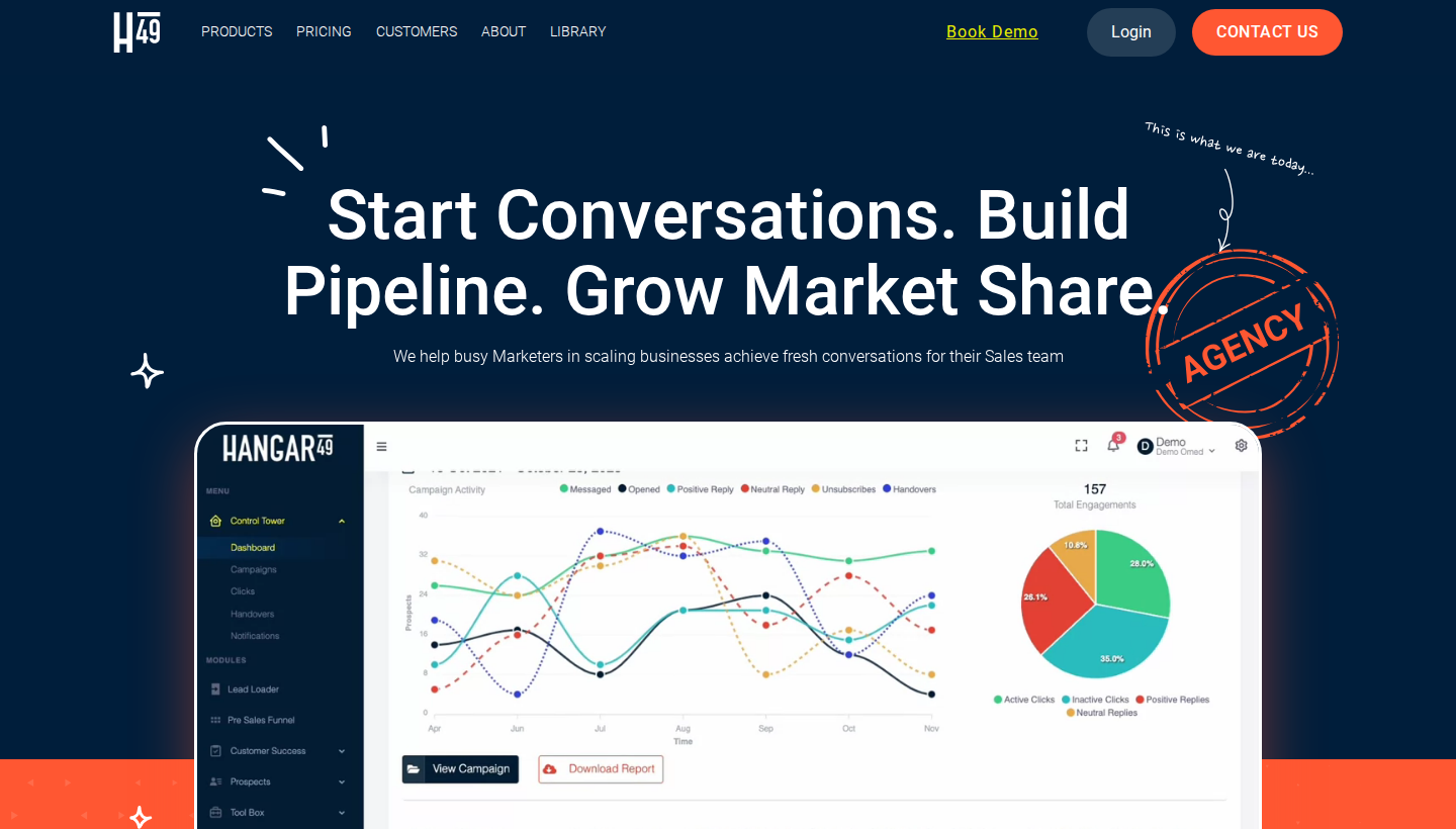 HANGAR49 homepage screenshot