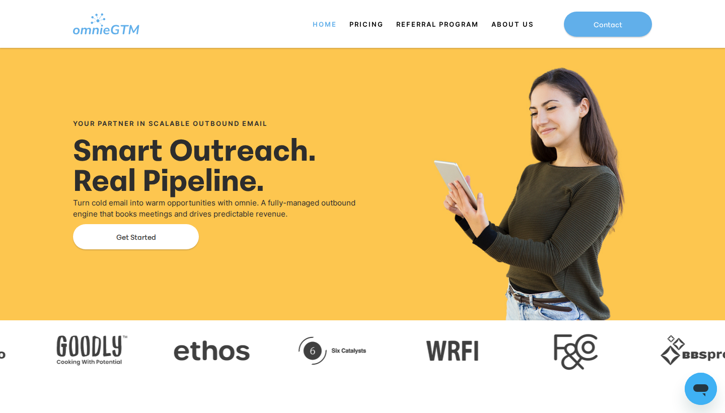 omnieGTM homepage screenshot