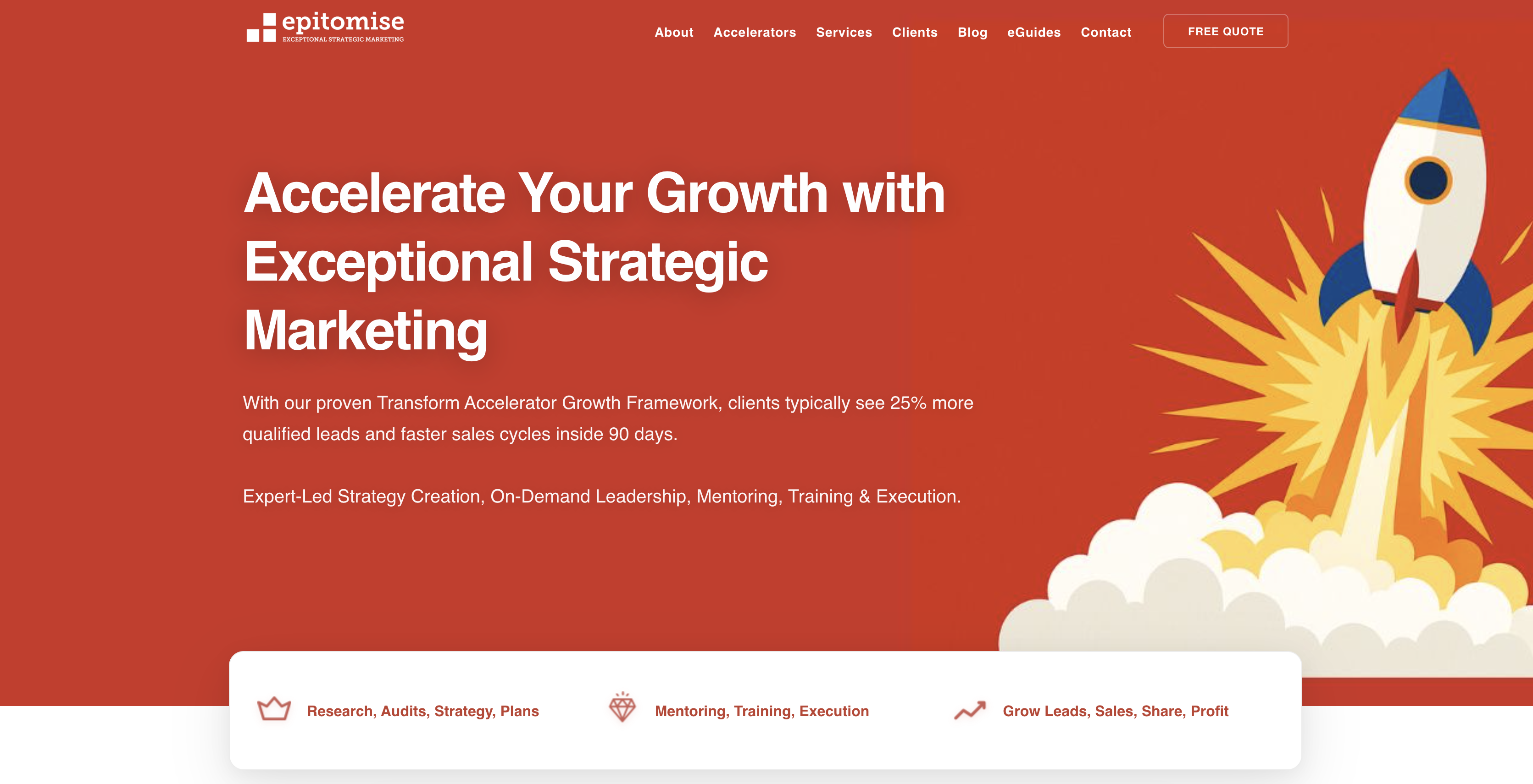 Epitomise homepage screenshot