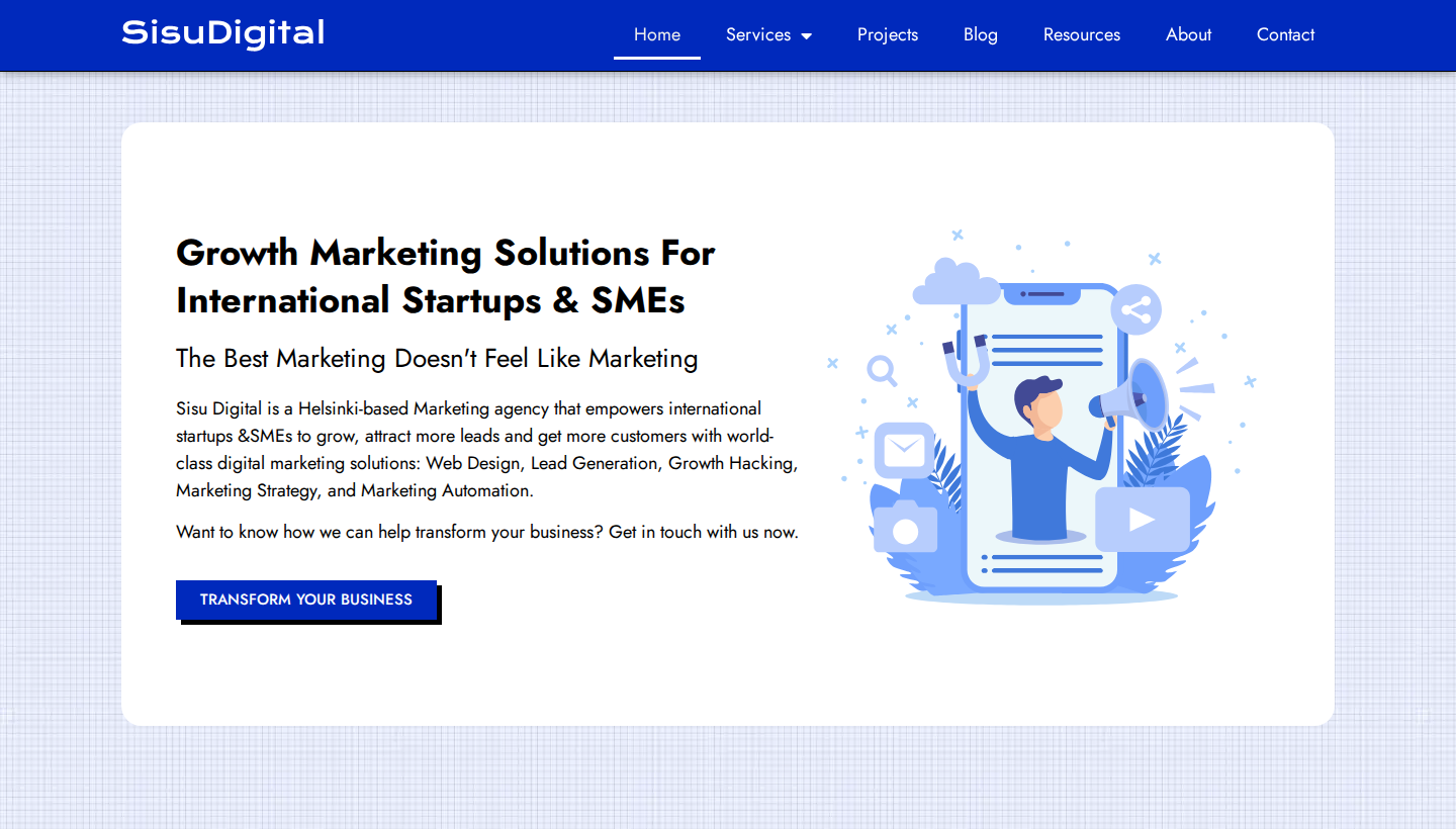 Sisu Digital homepage screenshot