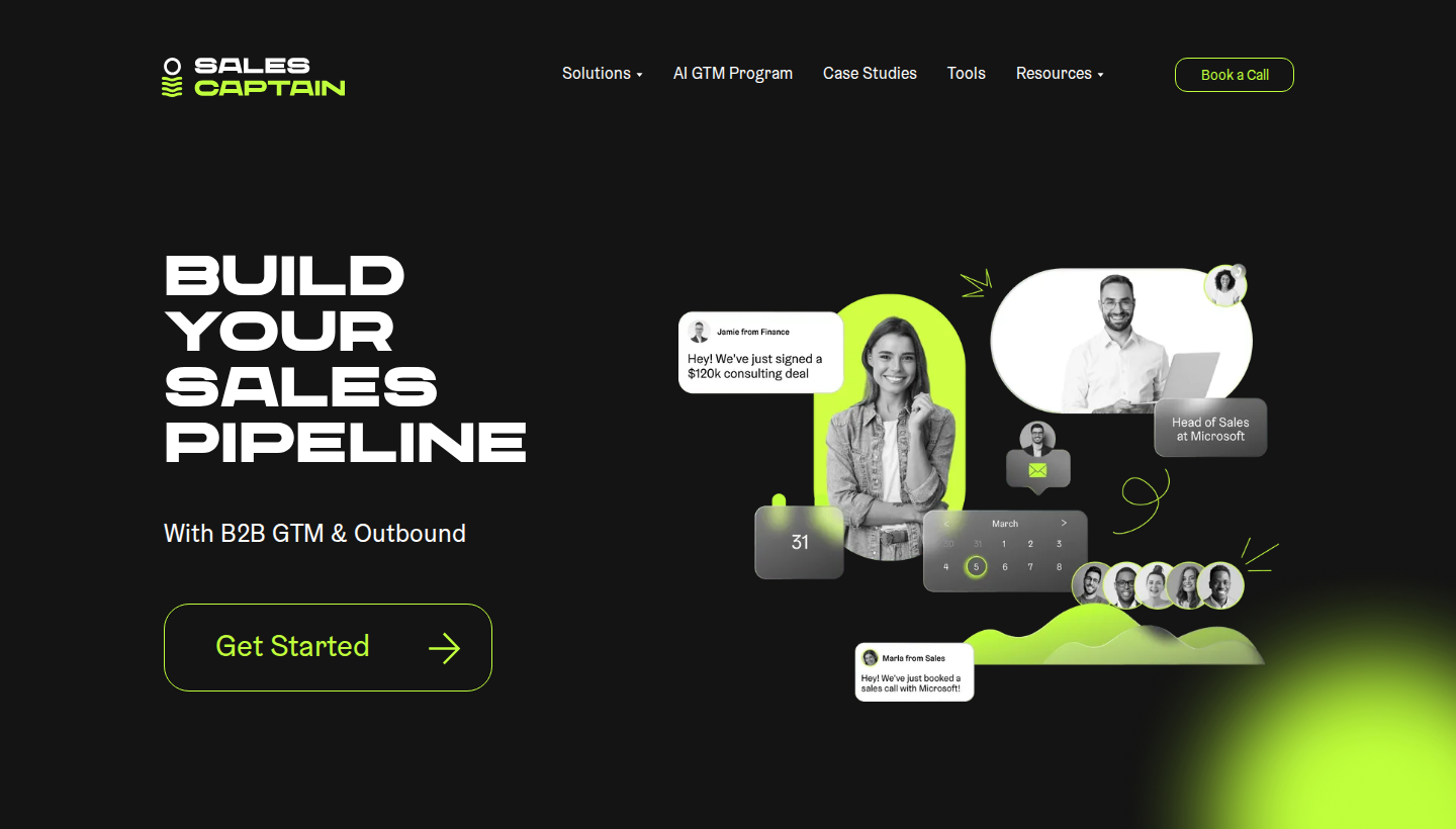 SalesCaptain homepage screenshot