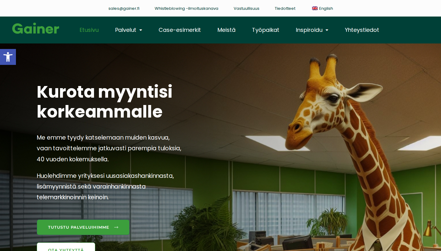 Gainer homepage screenshot