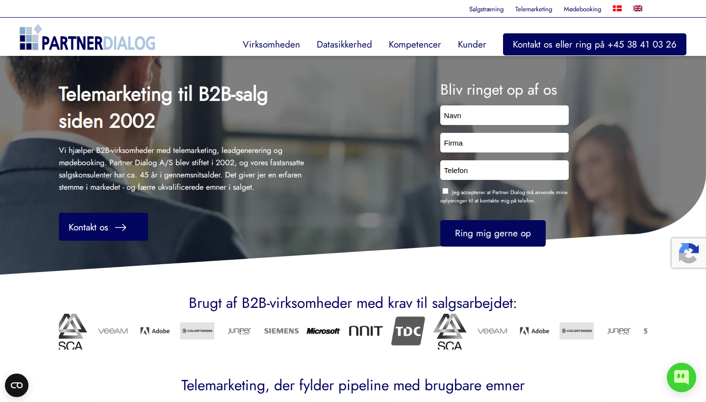 Partner Dialog homepage screenshot