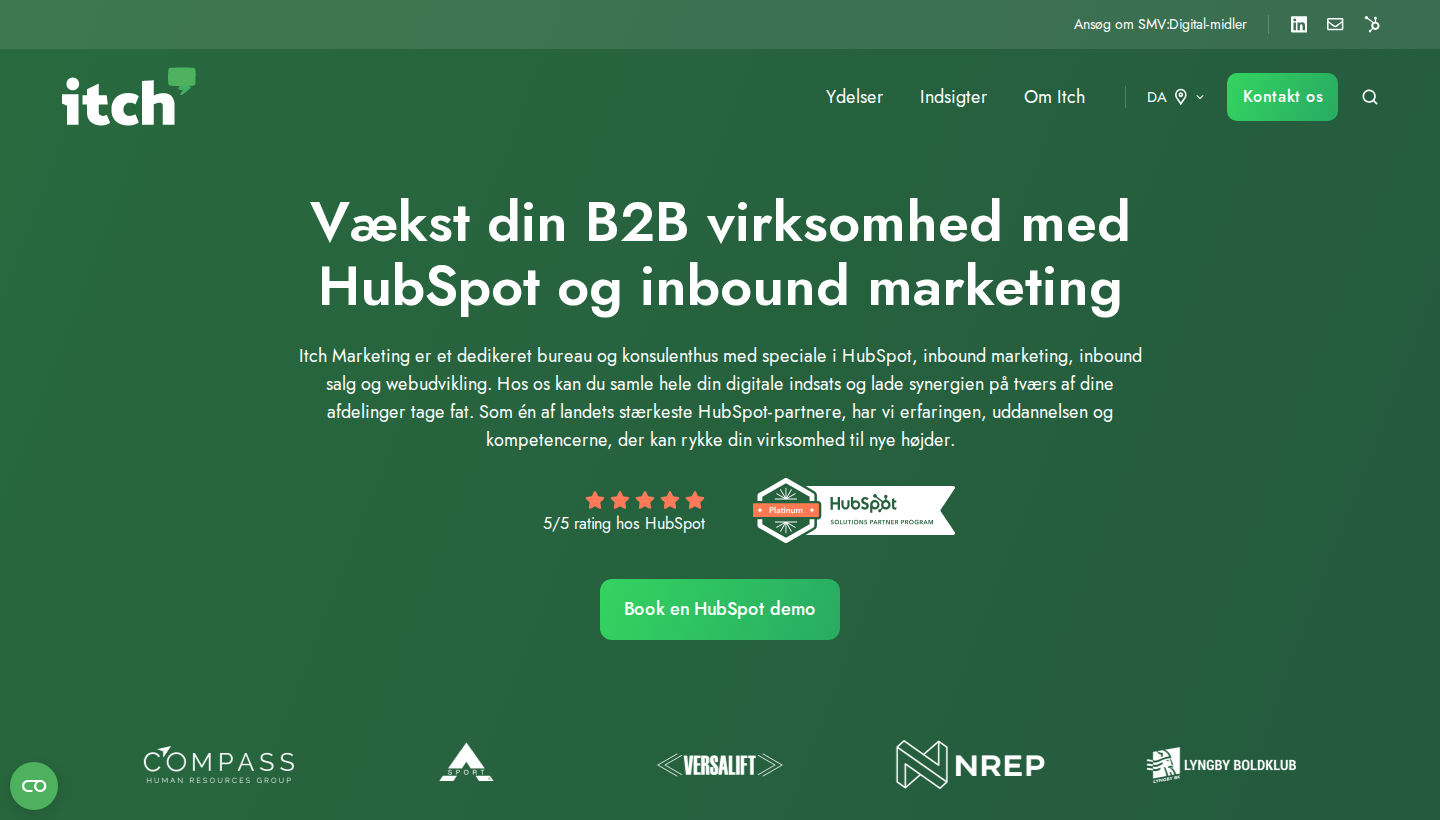Itch Marketing homepage screenshot