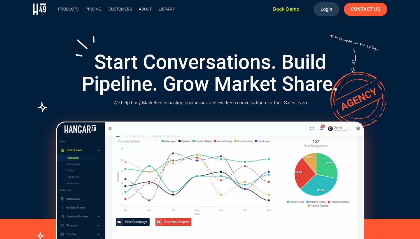 HANGAR49 homepage screenshot
