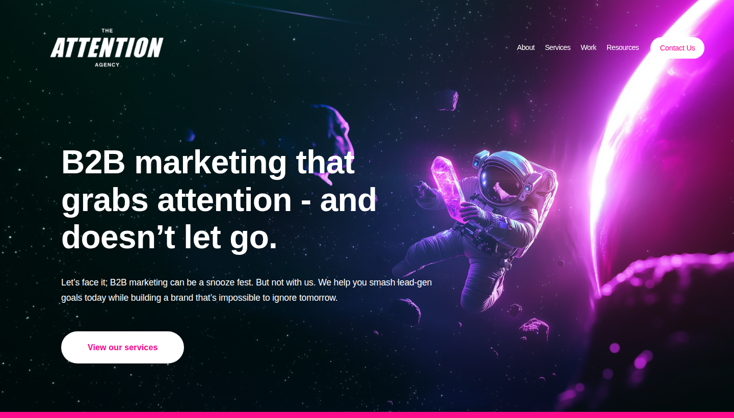 The Attention Agency homepage screenshot