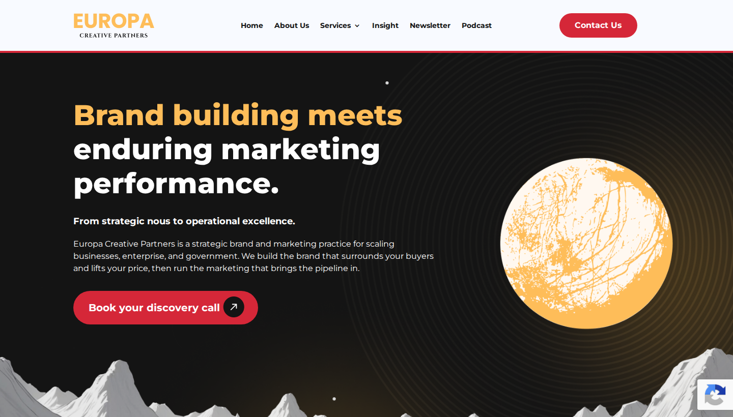 Europa Creative Partners homepage screenshot