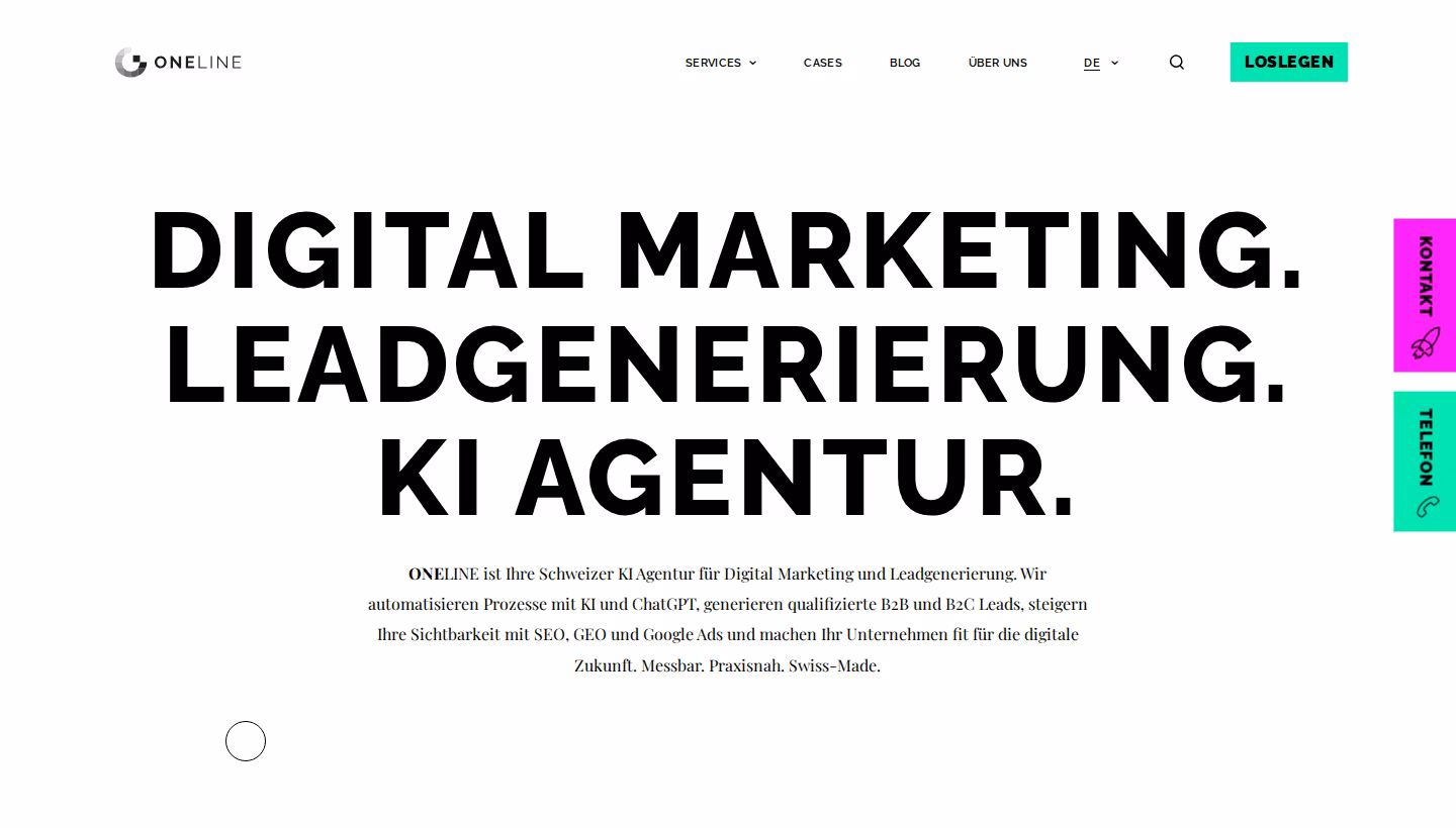 ONELINE homepage screenshot