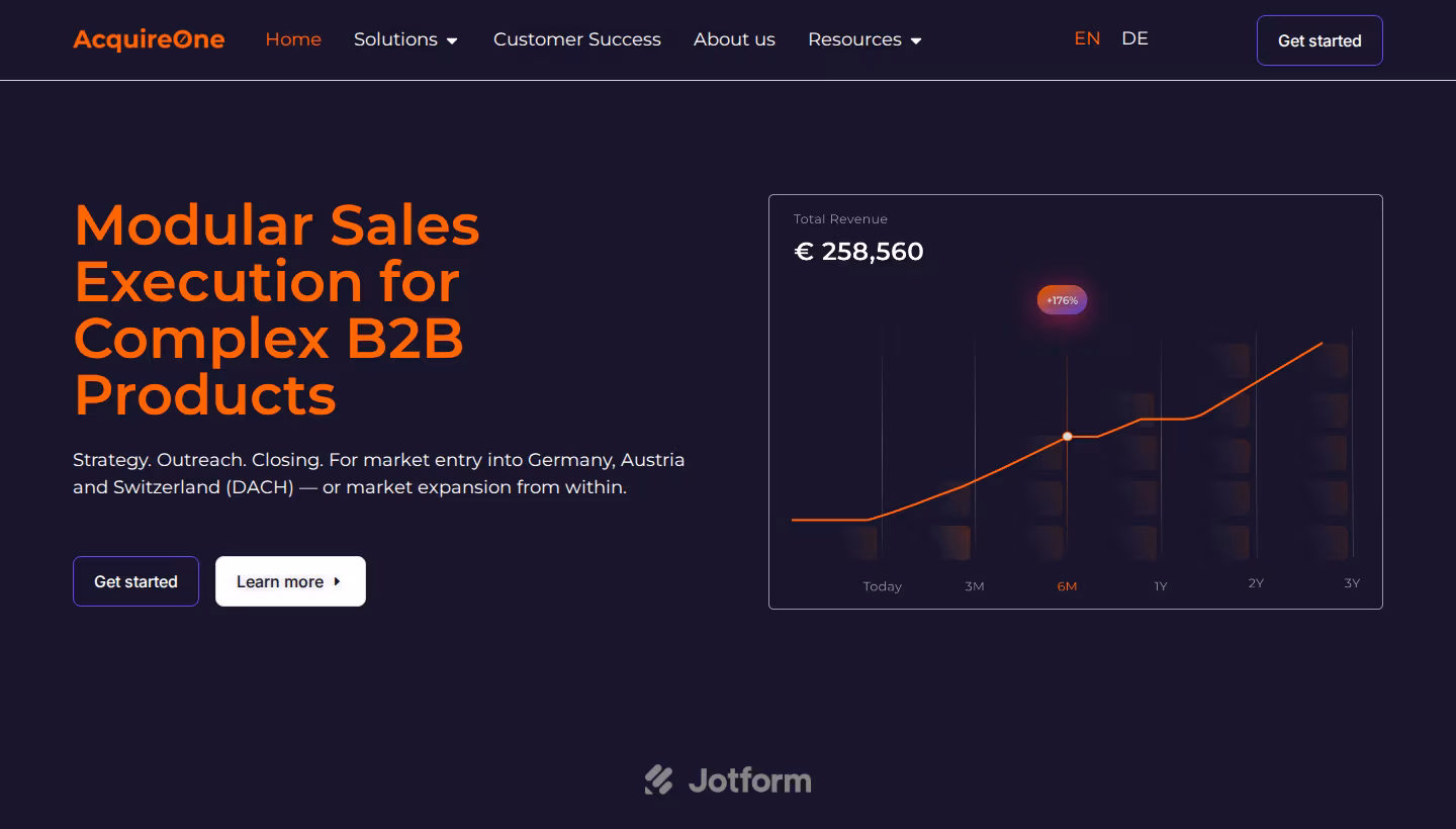 AcquireOne homepage screenshot