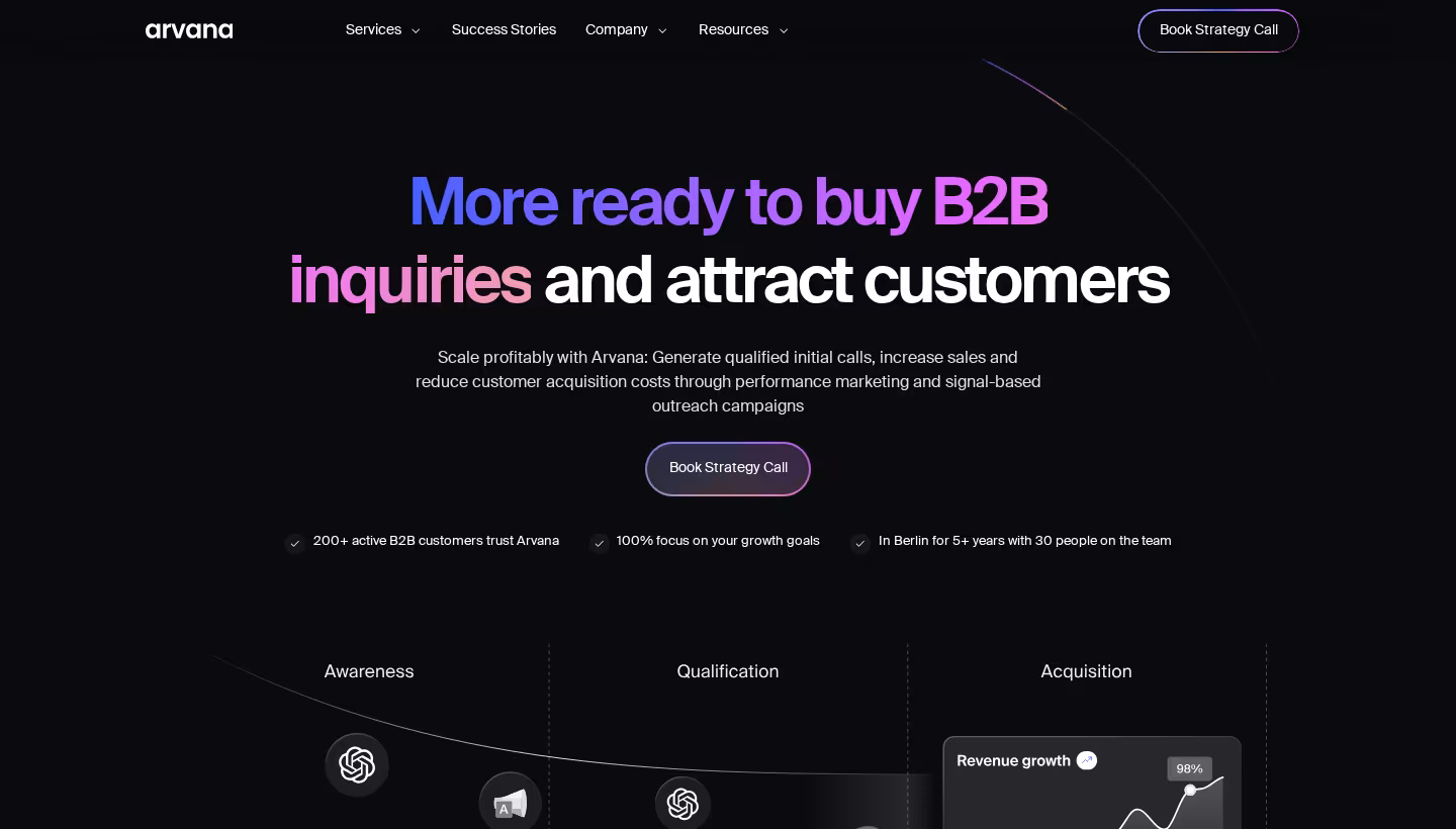 Arvana homepage screenshot