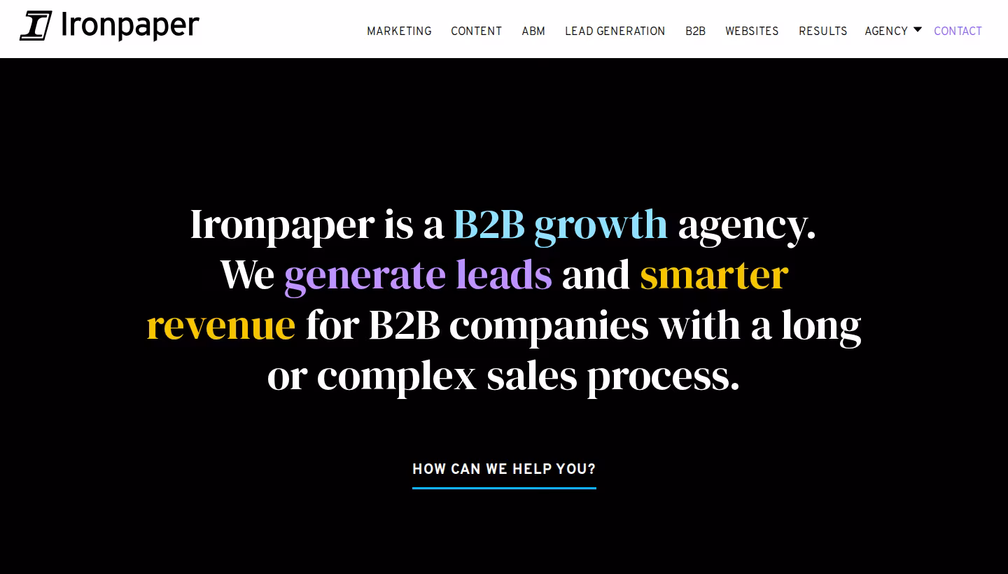 Ironpaper homepage screenshot