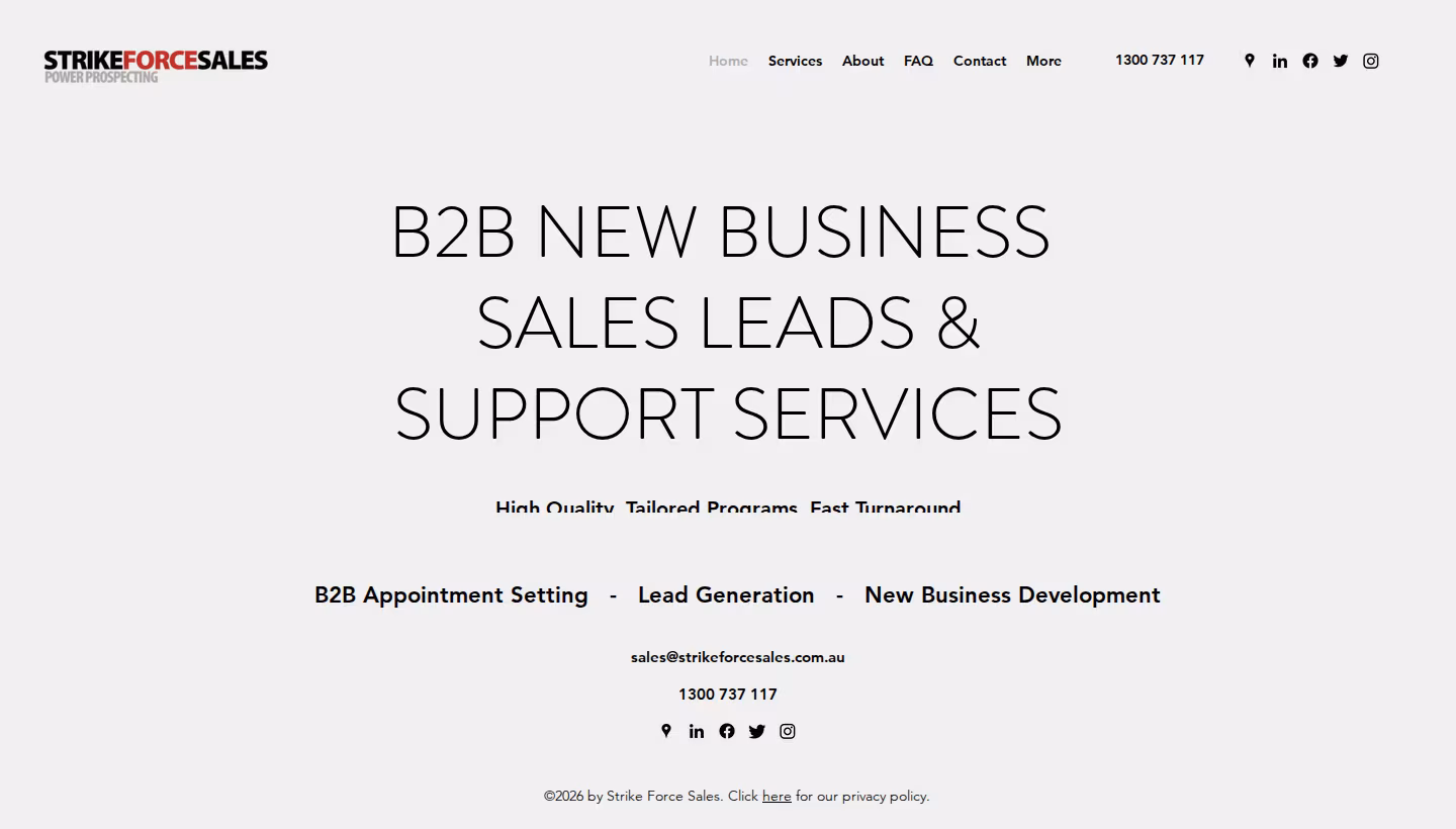Strike Force Sales homepage screenshot