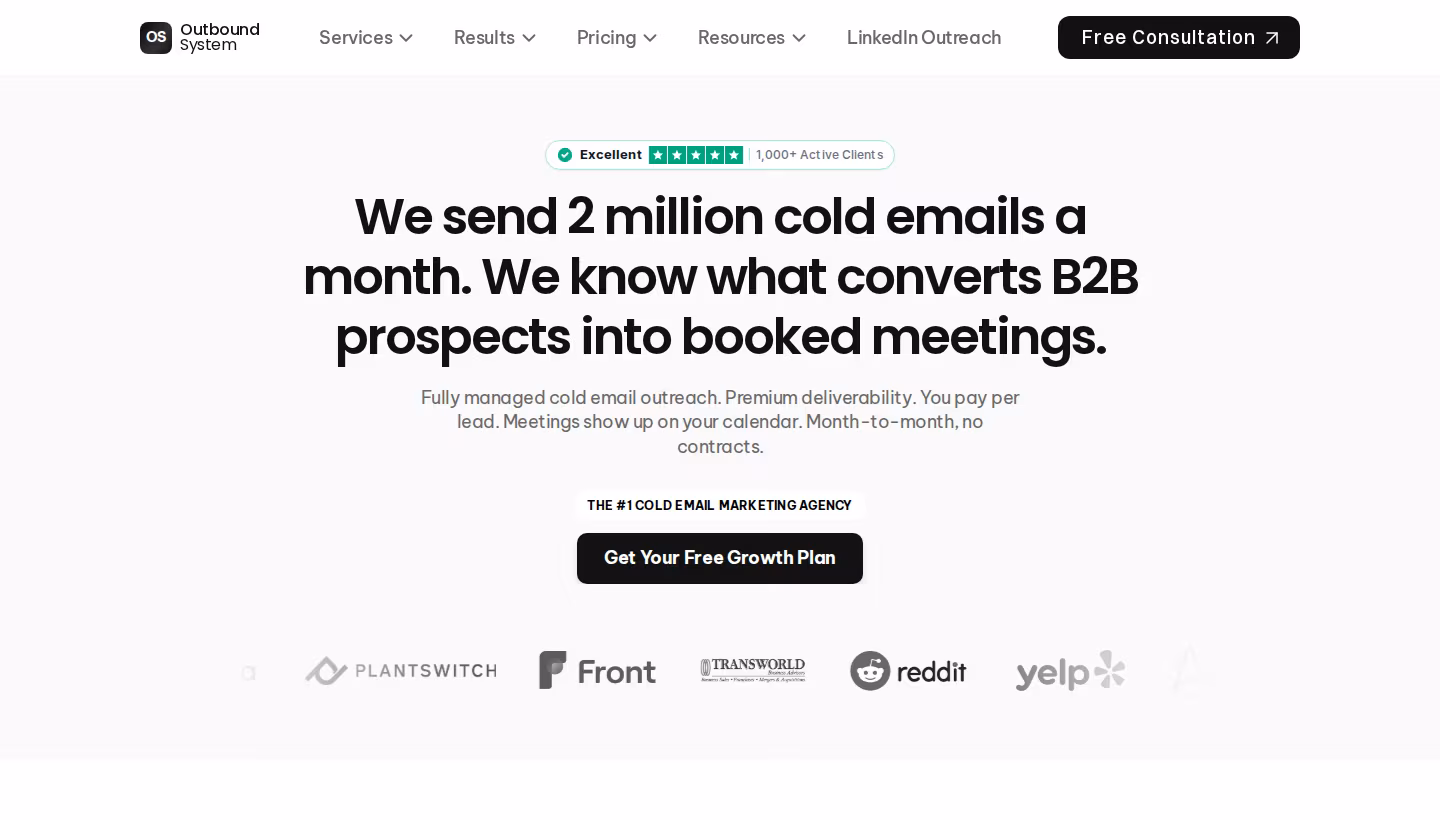 Outbound System homepage screenshot
