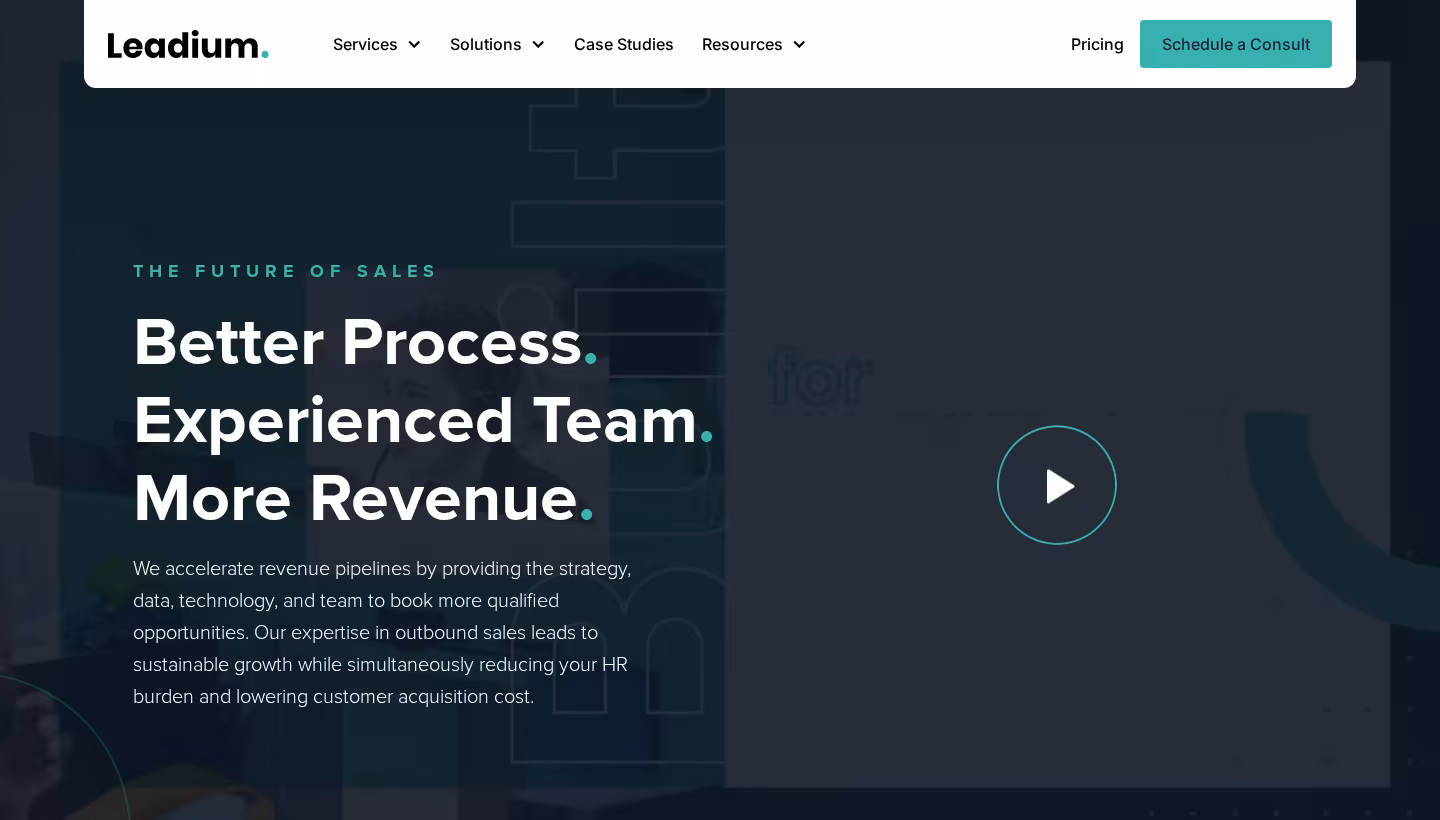 Leadium homepage screenshot