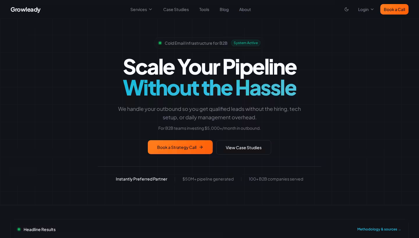 Growleady homepage screenshot