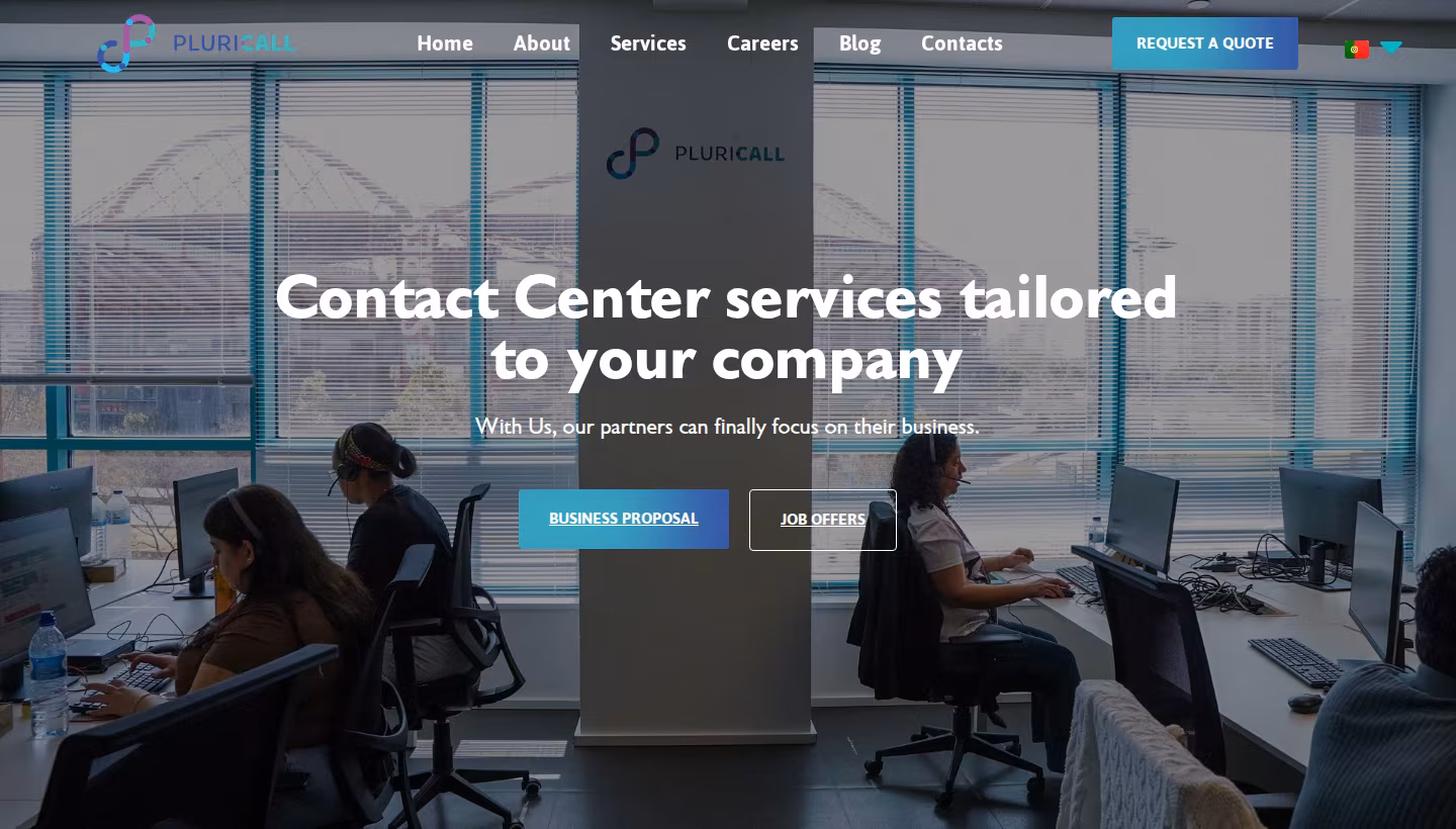 Pluricall homepage screenshot