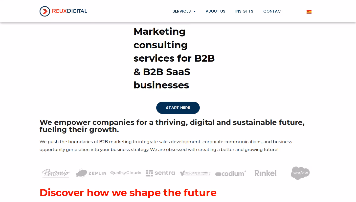 Reux Digital homepage screenshot