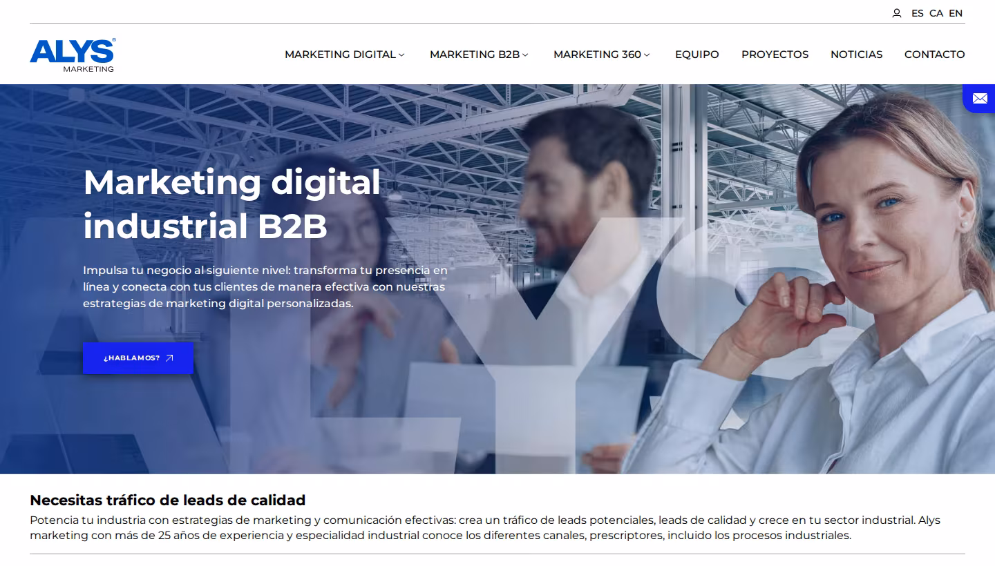 ALYS Marketing homepage screenshot