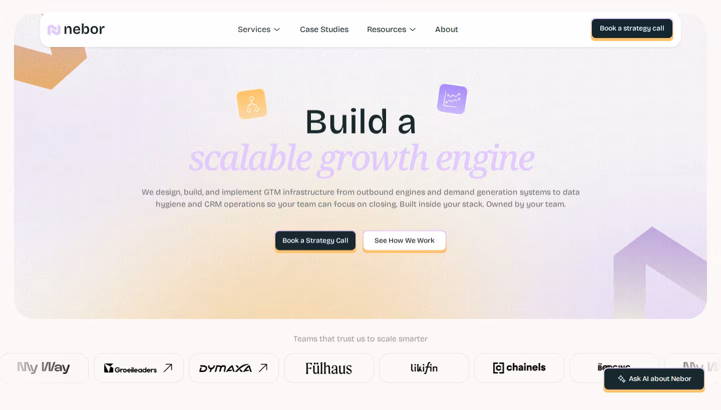 Nebor homepage screenshot