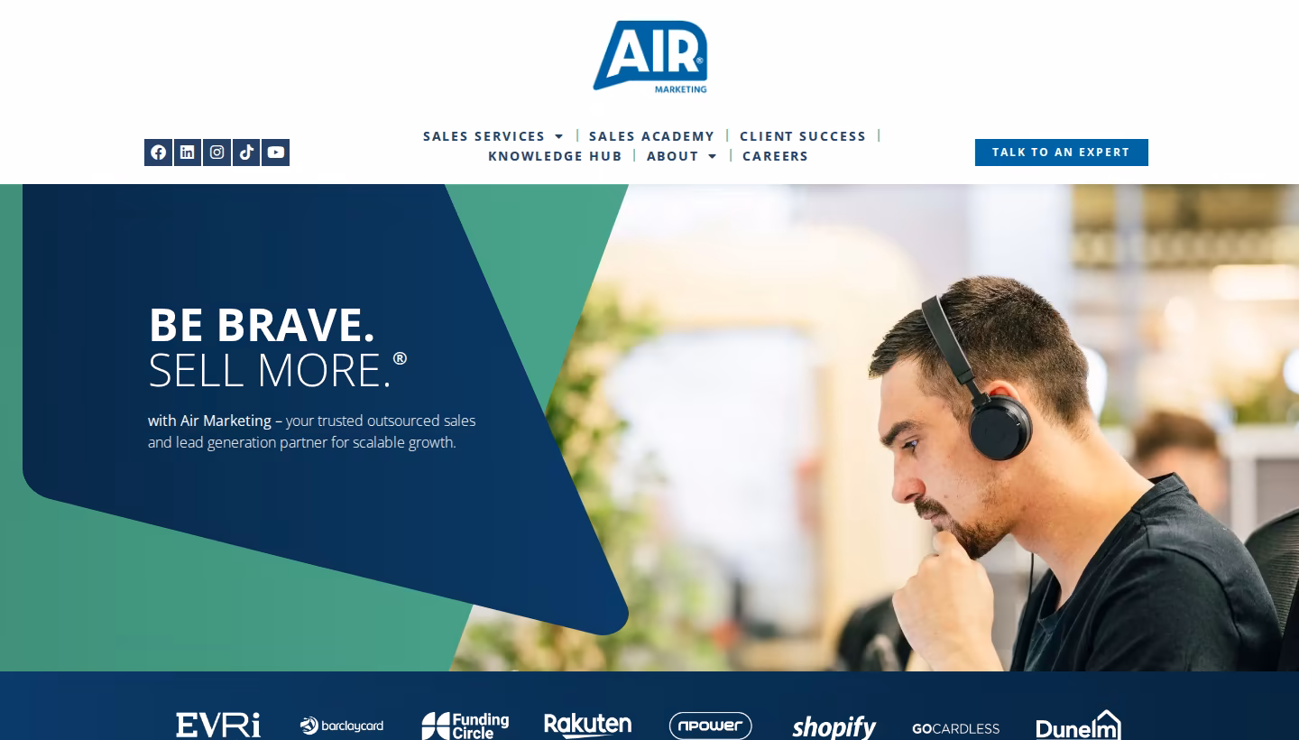 Air Marketing homepage screenshot