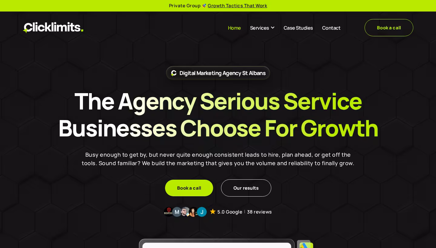 Clicklimits homepage screenshot