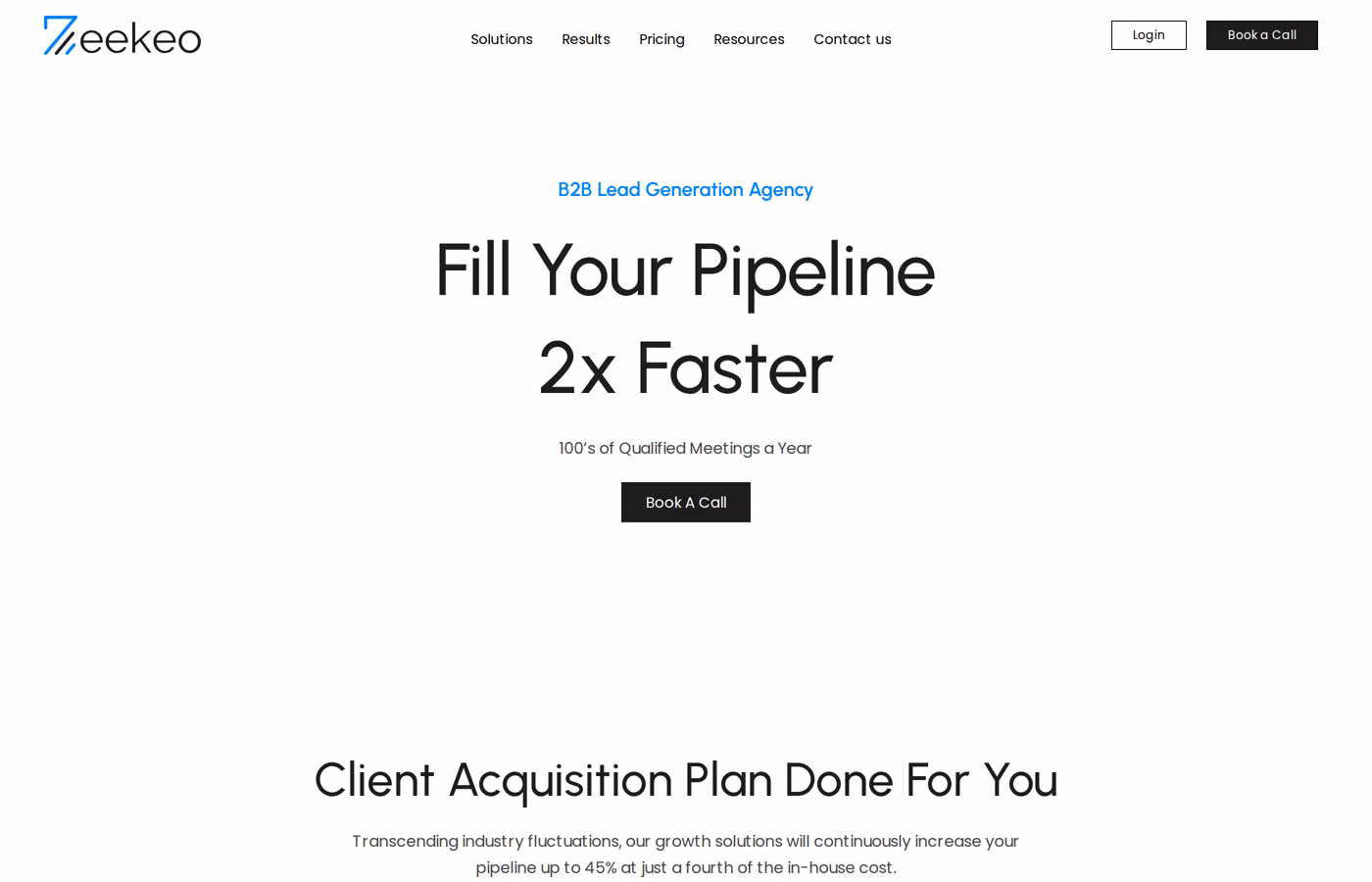 Zeekeo homepage that zopto.com now redirects to, headline Fill Your Pipeline 2x Faster