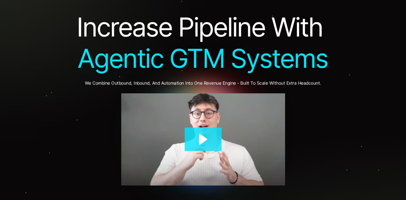 AutomateDemand homepage hero promising to increase pipeline with agentic GTM systems, with an embedded video
