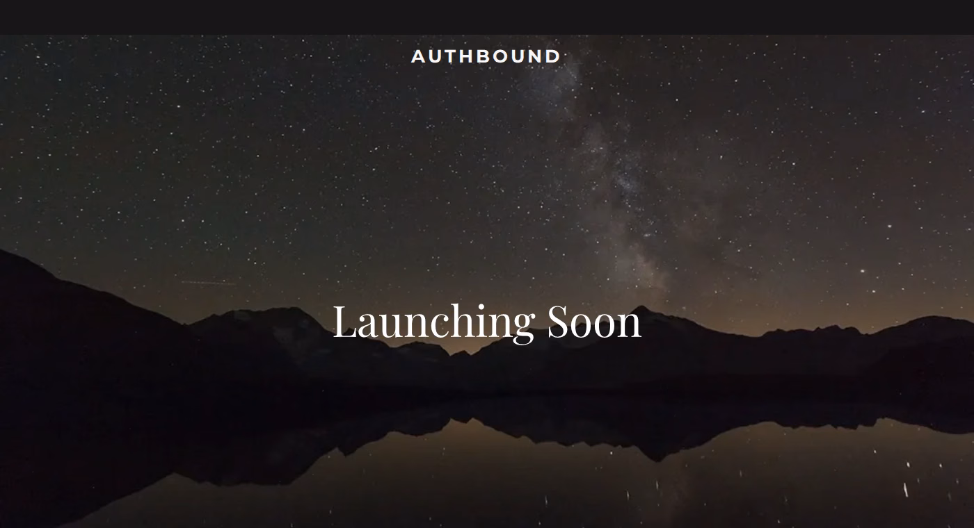 authbound.com homepage showing only the Authbound wordmark and a Launching Soon message, captured September 7, 2026
