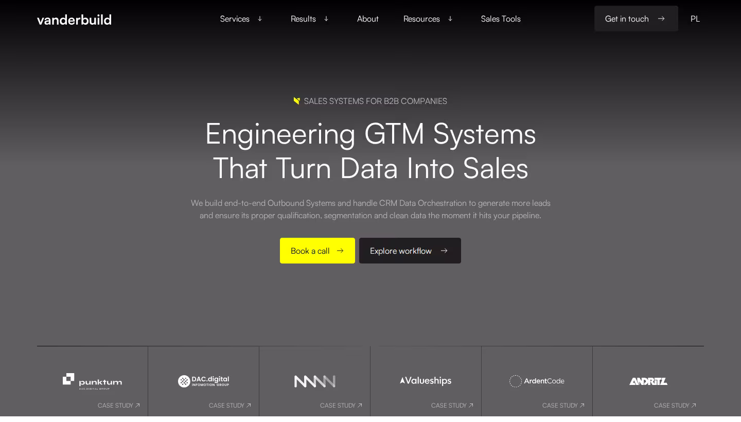 Vanderbuild homepage screenshot