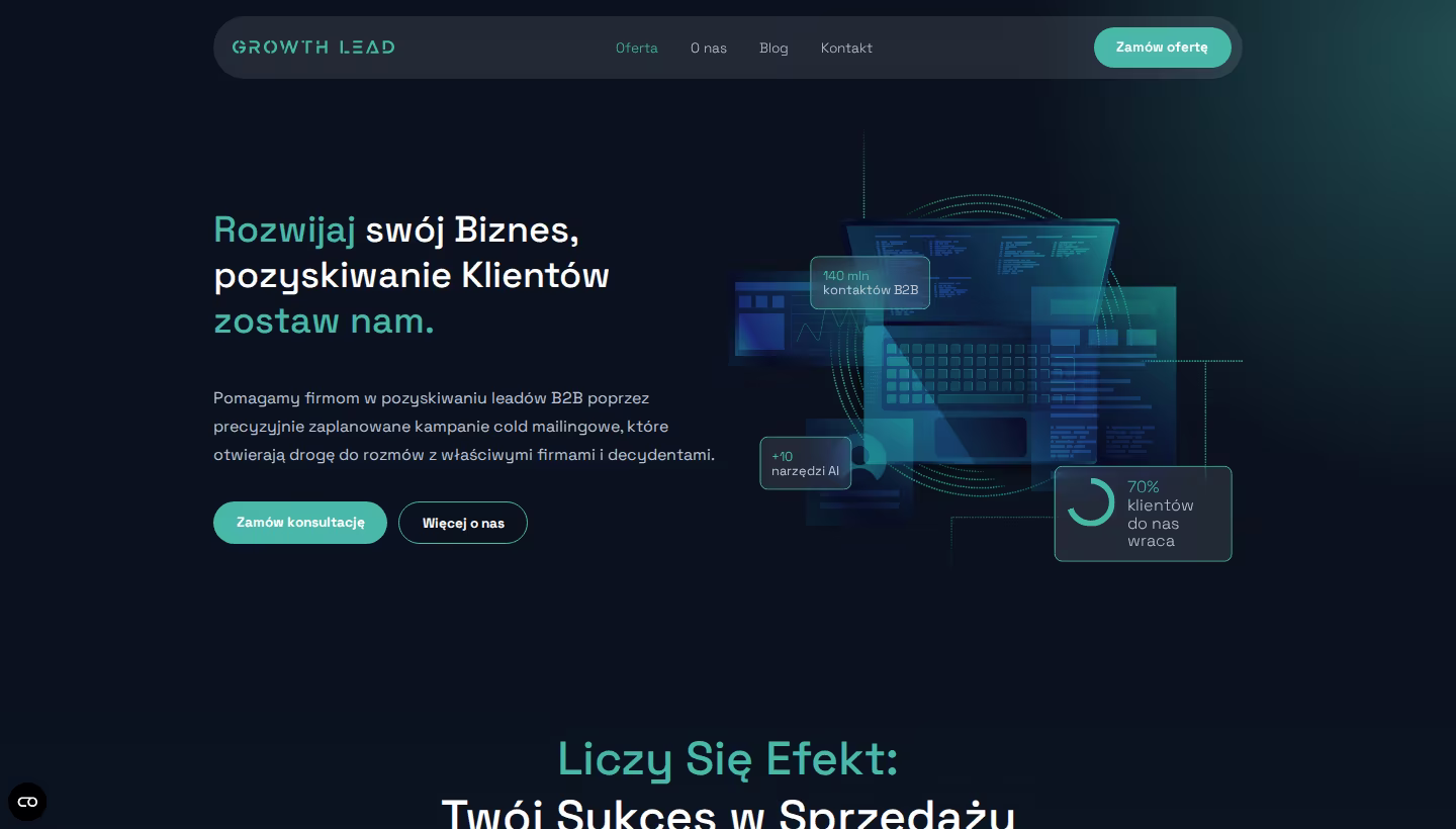 Growth Lead homepage screenshot