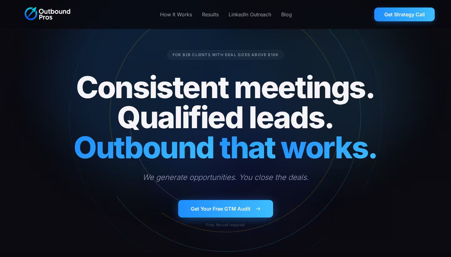 Outbound Pros homepage screenshot