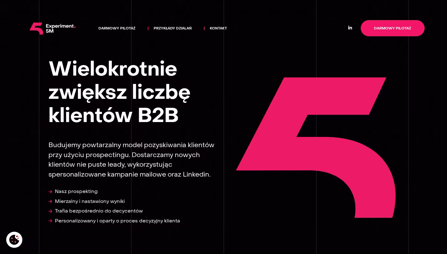 Experiment 5M homepage screenshot