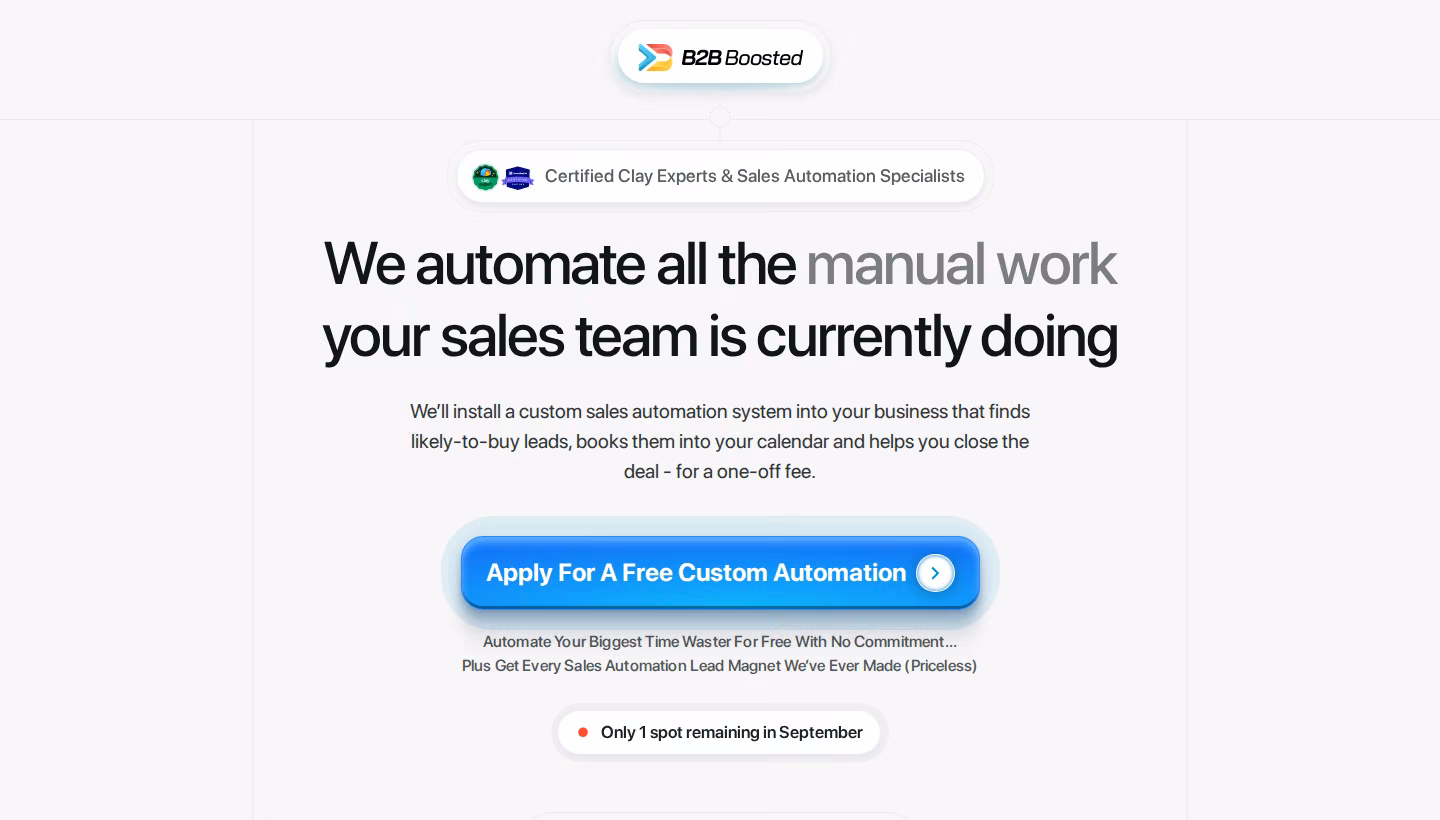 B2B Boosted homepage screenshot