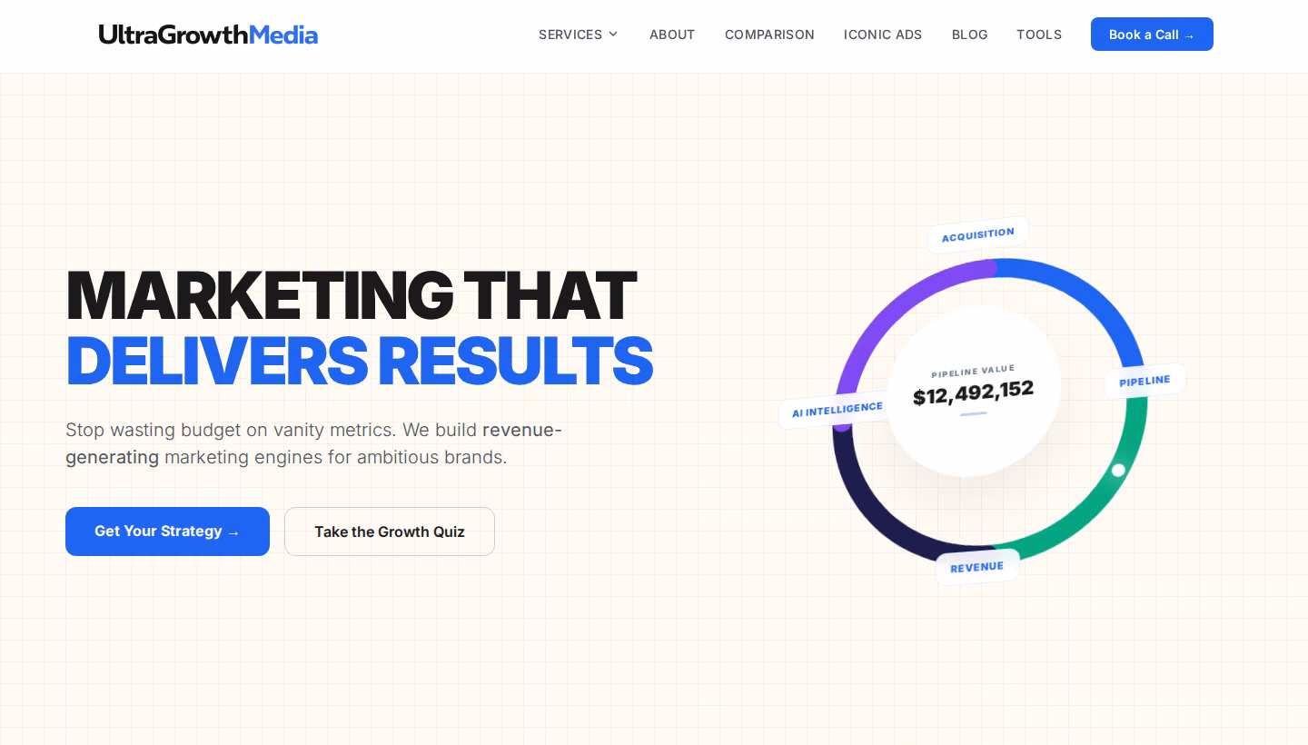 Ultragrowth Media homepage screenshot