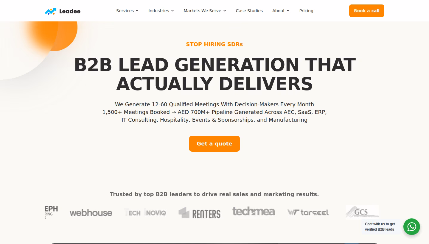 Leadee homepage screenshot