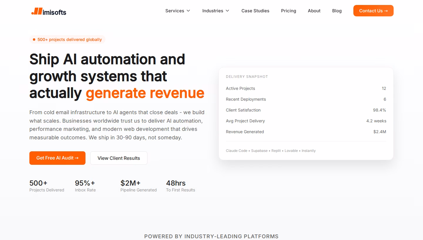 imisofts homepage screenshot