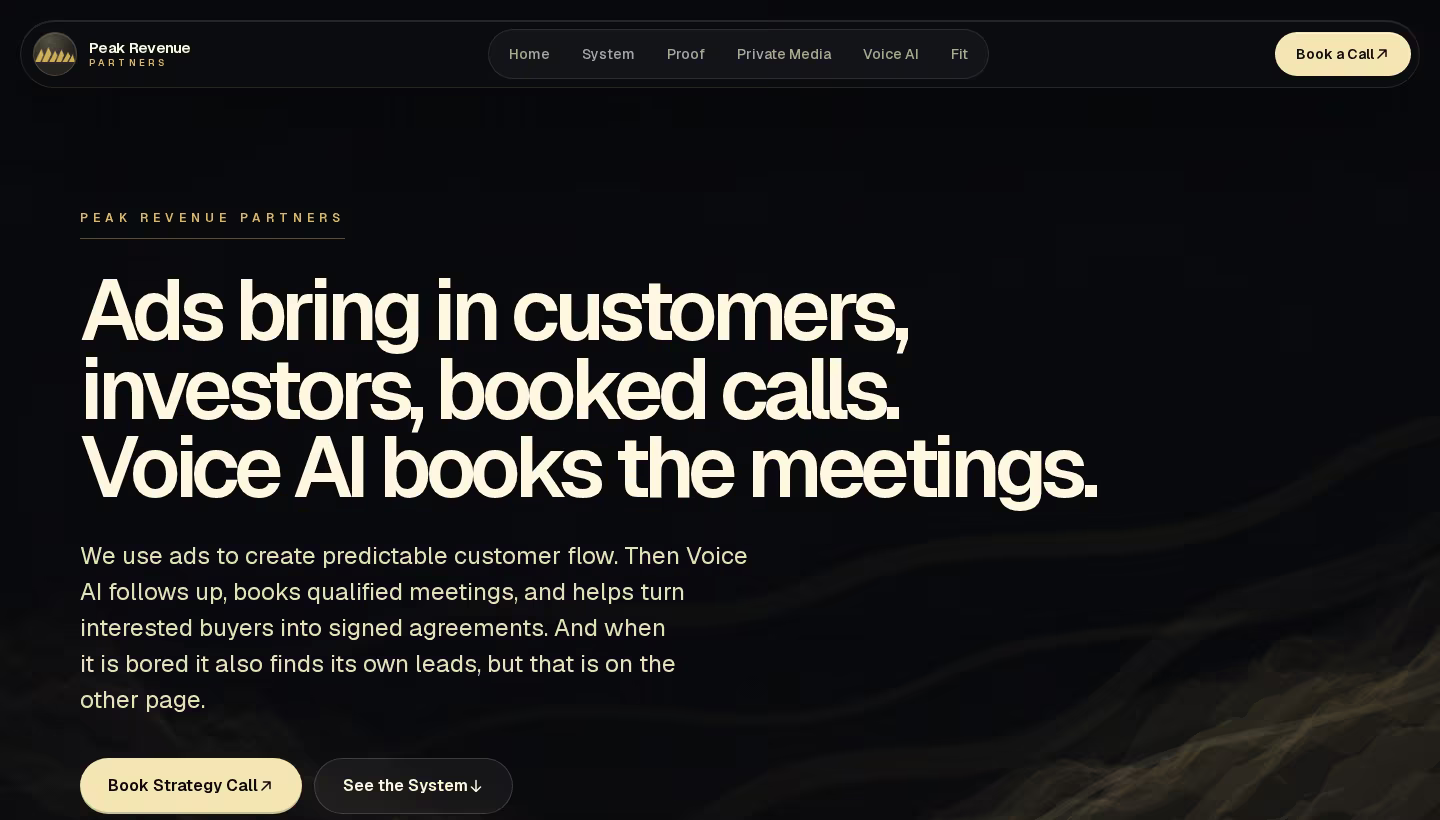 Peak Revenue Partners homepage screenshot