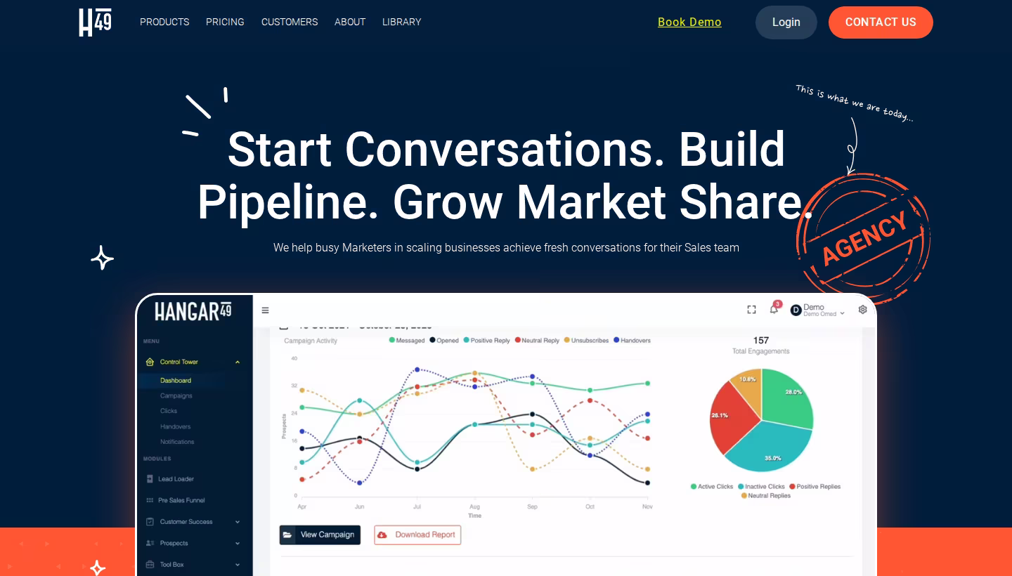 HANGAR49 homepage screenshot