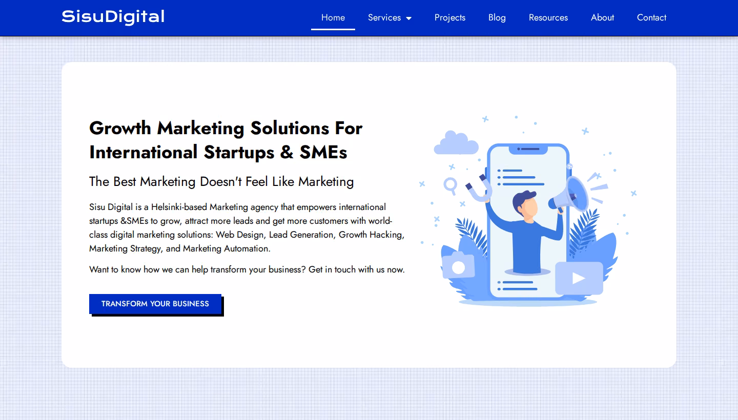 Sisu Digital homepage screenshot