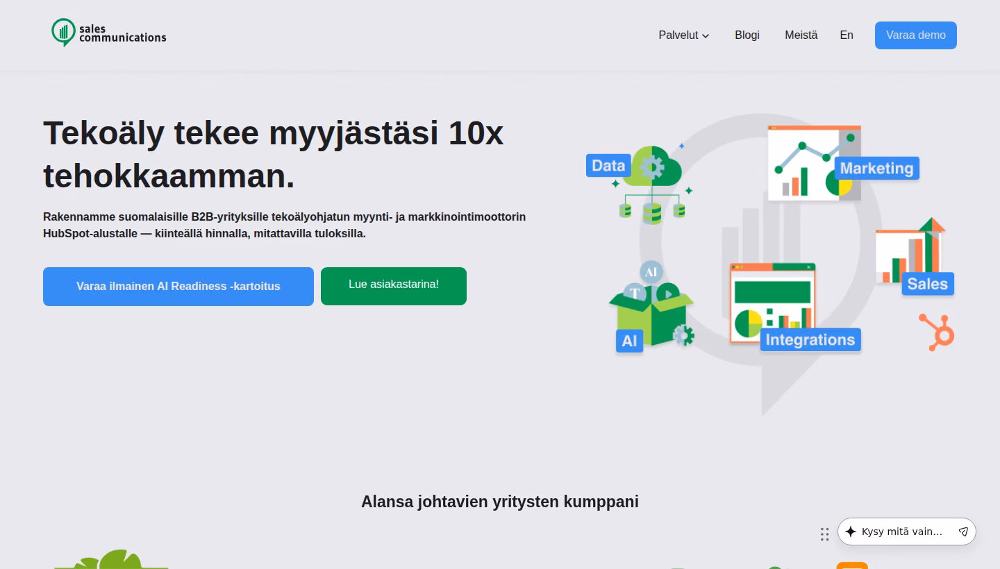 Sales Communications homepage screenshot